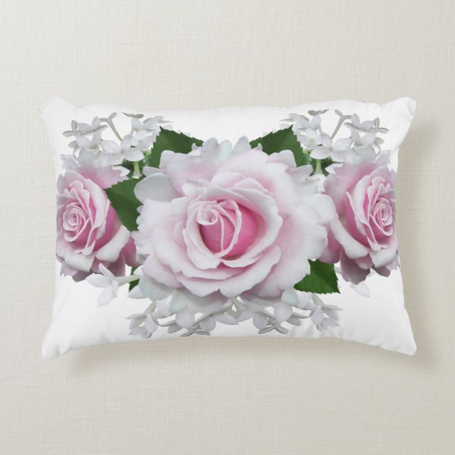 Pink Rose Bouquet Decorative Cushion (Front)