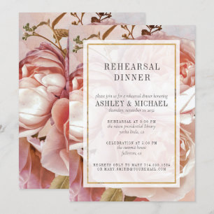 PINK ROSE BOUQUET Elegant Rehearsal Dinner Invitation