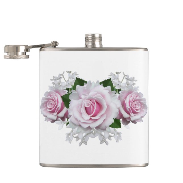 Pink Rose Bouquet Hip Flask (Opened)
