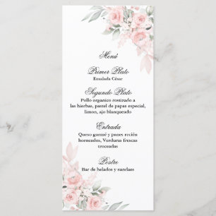 Pink rose bouquet menu for quinceañera