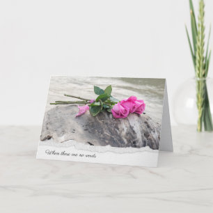 Pink Rose Bouquet on Driftwood Sympathy Card