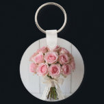 Pink Rose Bouquet Pearl Lace Romantic Key Ring<br><div class="desc">Delicate and dreamy bouquet of soft pastel pink roses wrapped in ivory lace and pearl accents. This gentle,  feminine composition radiates timeless romance,  elegance and quiet sophistication the perfect expression of tender love,  bridal grace and classic feminine beauty.</div>