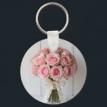 Pink Rose Bouquet Pearl Lace Romantic Key Ring<br><div class="desc">Delicate and dreamy bouquet of soft pastel pink roses wrapped in ivory lace and pearl accents. This gentle,  feminine composition radiates timeless romance,  elegance and quiet sophistication the perfect expression of tender love,  bridal grace and classic feminine beauty.</div>