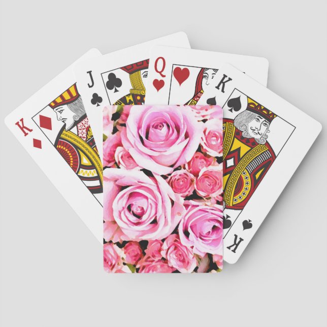 Pink rose bouquet playing cards (Back)