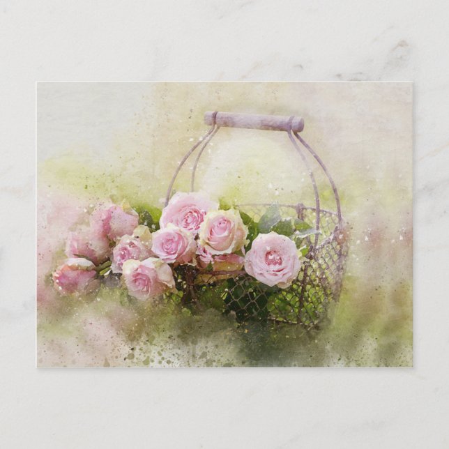 Pink Rose Bouquet Postcard (Front)