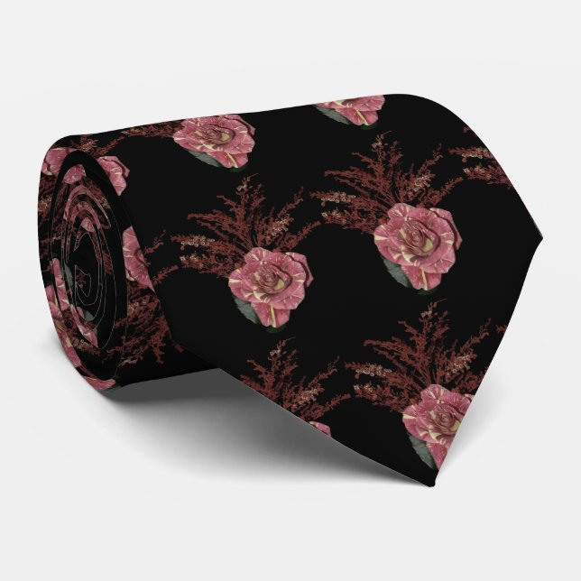 Pink Rose  Bouquet Tie (Rolled)