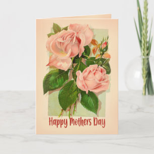 Pink Rose Bouquet Vintage Happy Mother's Day  Card