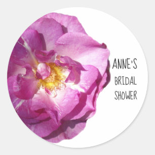 Pink Rose Bridal Shower Classic Round Sticker