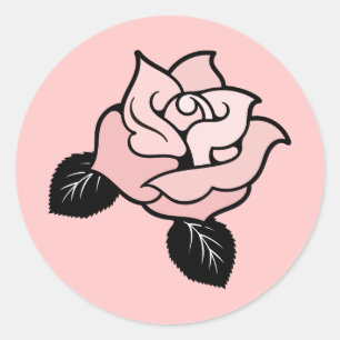 Pink Rose Bridal Shower Favour Sticker