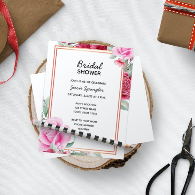 Pink Rose Bridal Shower Invitation (Creator Uploaded)