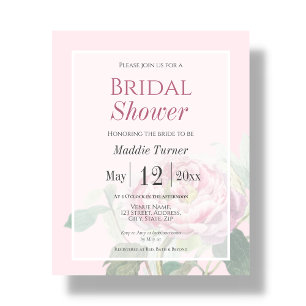 Pink Rose   Bridal Shower Invitation