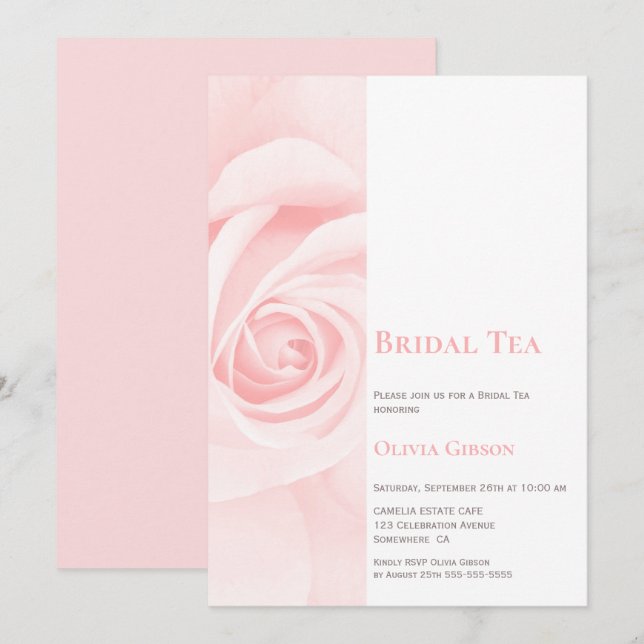 Pink Rose Bridal Tea Invitation (Front/Back)