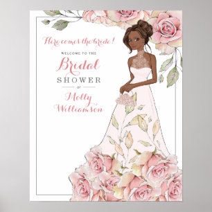 Pink Rose Bride Bridal Shower Welcome  Poster