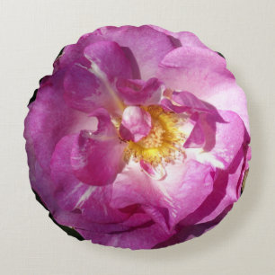 Pink Rose Brushed Polyester Round throw cushion