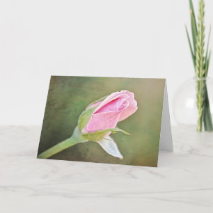 Pink Rose Bud Art Note Card