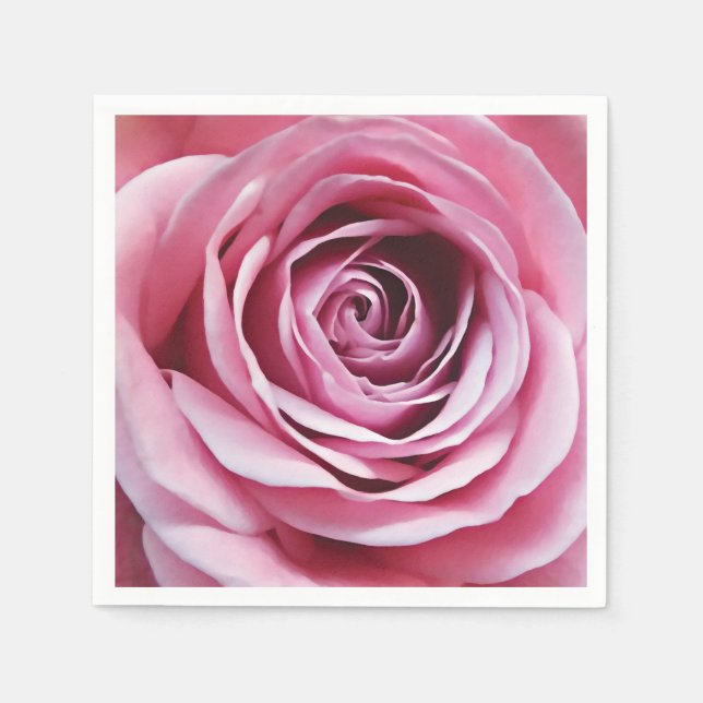 Pink rose bud detail, natural floral design napkin (Front)