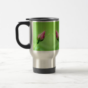 Pink Rose Bud Floral Photo Travel Insulated Mug