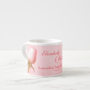 Pink rose bud keepsake wedding espresso mug