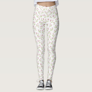 Pink rose bud leggings