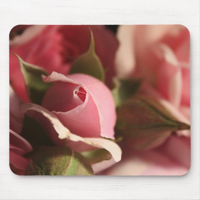 Pink Rose Bud Mouse Mat (Front)