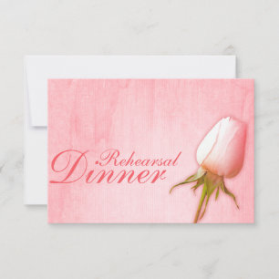 Pink rose bud wedding rehearsal dinner invite