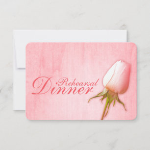 Pink rose bud wedding rehearsal dinner invite