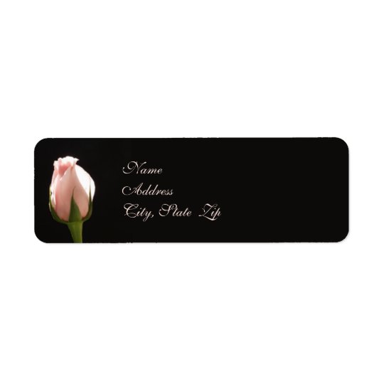 Pink Rose Bud Wedding Return Address Label