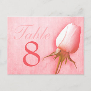 Pink rose bud wedding table number 1-9 postcard
