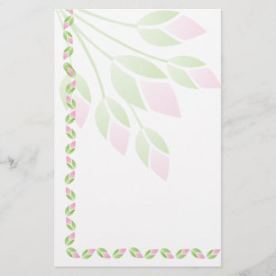 Pink Rose Buds Stationery-Floral Stationery