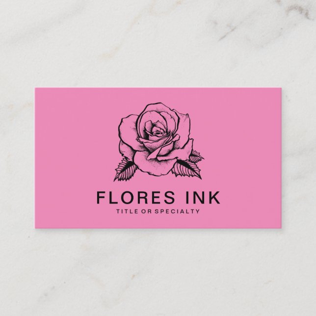 pink rose business card (Front)