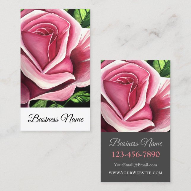 Pink Rose Business Card (Front/Back)