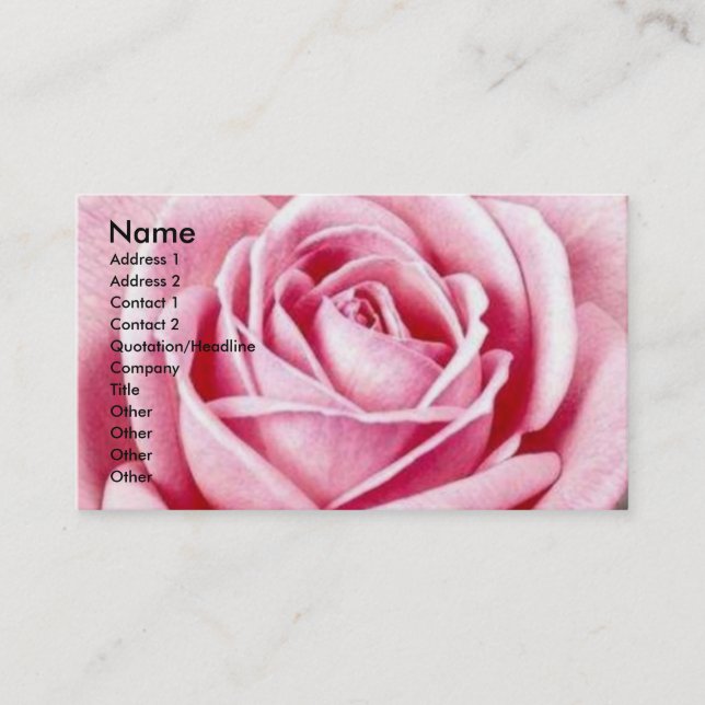 Pink Rose Business Cards (Front)
