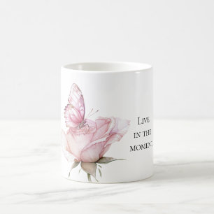 Pink Rose Butterfly Coffee Mug