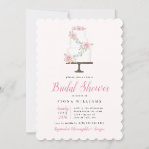 Pink Rose Cake Bridal Shower  Invitation