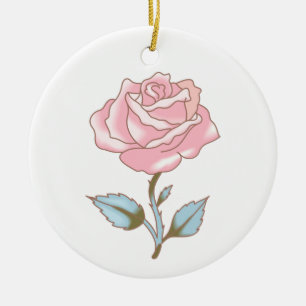 PINK ROSE CERAMIC TREE DECORATION
