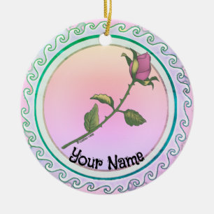 Pink Rose  Ceramic Tree Decoration