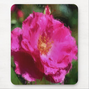 Pink Rose Chalk Drawing Flower Art Mouse Mat