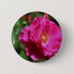 Pink Rose Chalk Drawing Flower Button