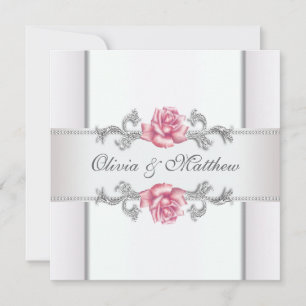 Pink Rose Champagne Wedding Invitation