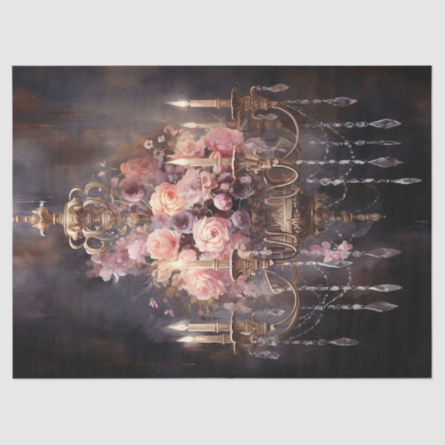 Pink Rose Chandelier Elegant Decoupage Tissue Paper (Front)