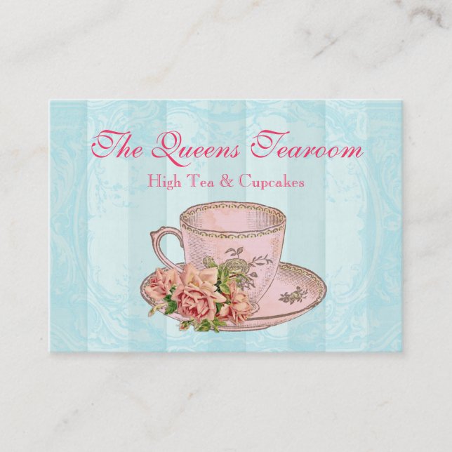 Pink Rose China Teacup Business Card (Front)