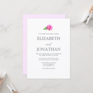Pink Rose Classic Minimalist Rehearsal Dinner Invitation