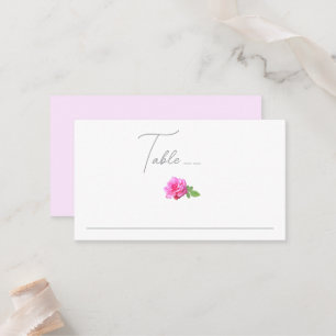 Pink Rose Classic Minimalist Wedding Place Card