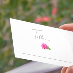 Pink Rose Classic Minimalist Wedding Place Card