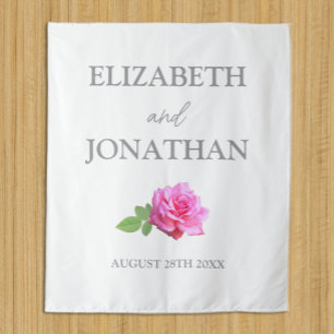 Pink Rose Classic Minimalist Wedding Tapestry