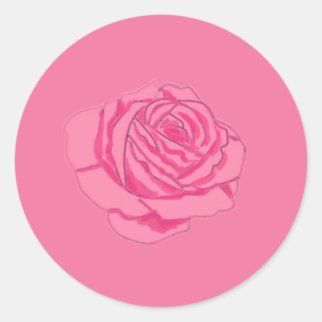 Pink rose classic round sticker (Front)