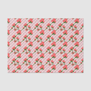 Pink Rose Climbing Chain Link Fence Seamless Patte Tissue Paper