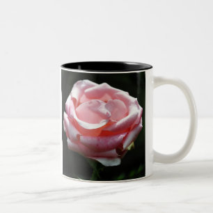 Pink Rose Close-up Two-Tone Coffee Mug