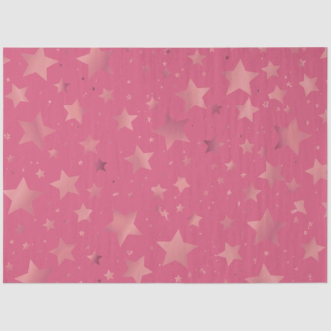 Pink | Rose Colour | Gold Star Pattern Tissue Paper (Front)
