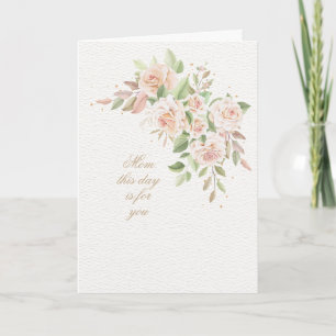 Pink Rose Crescent Mother's Day Greeting Card